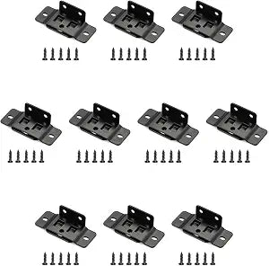 ZYAMY 10PCS Quick Install Furniture Connector Bracket Locked Embedded Bracket with Screws Stainless Steel Furniture Corner Connector for Drawers Cabinets Tables Chairs Black
