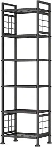 GIOTORENT 6-Wire Standing Storage Shelf for Bathroom Organizers and Storage & Laundry Room Organization, Metal Shelving Unit Pantry Rack for Kitchen & Bathroom, Black