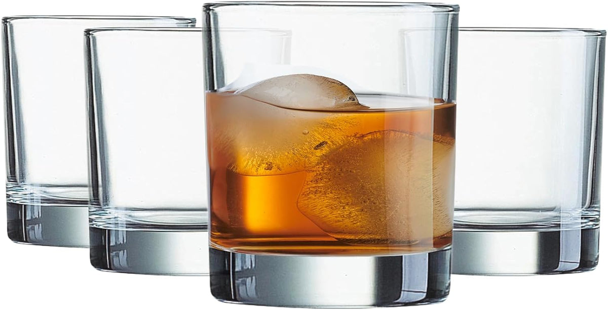 Le'raze Set of 12 Heavy Base Rocks Glass Cups, Elegant Old Fashioned Drinking Glasses Set for Whiskey, Cocktails, Beer and More - Dishwasher Safe, Lead and BPA Free - 10oz.