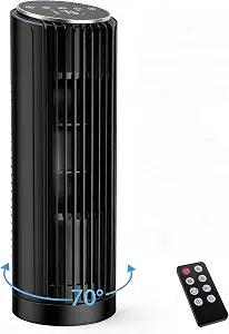 PNTCK Tower Fan for Bedroom, 23ft/s Desk Fan with Remote, 70 Oscillating, Standing Table Fan with 4 Speeds, 4 Modes, 12Timer, 13.2'' Bladeless Fan for Bedroom Office, Home