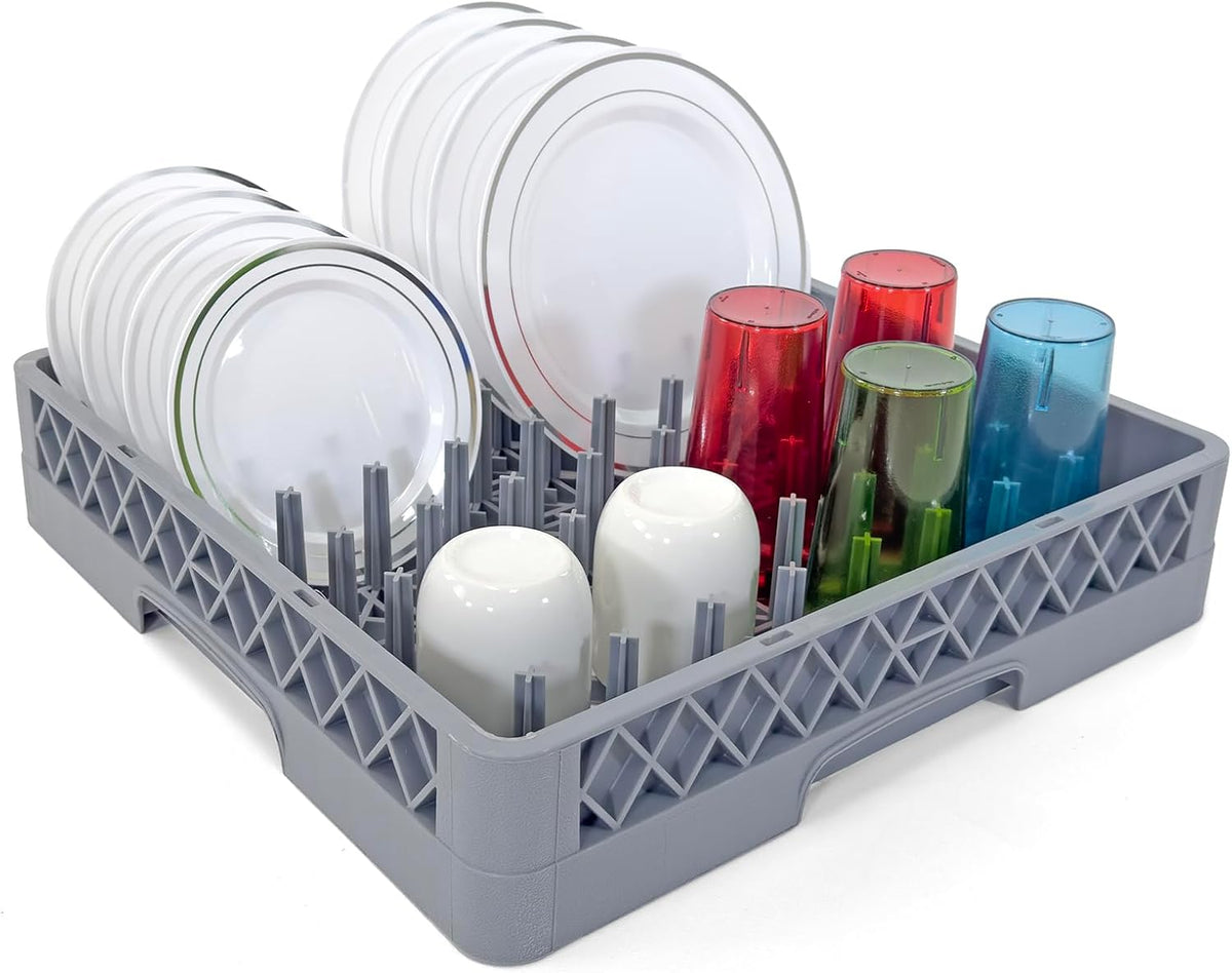 Peg Plate Rack for Commercial Dishwasher | Full Size Tray Rack | Polypropylene (Gray)