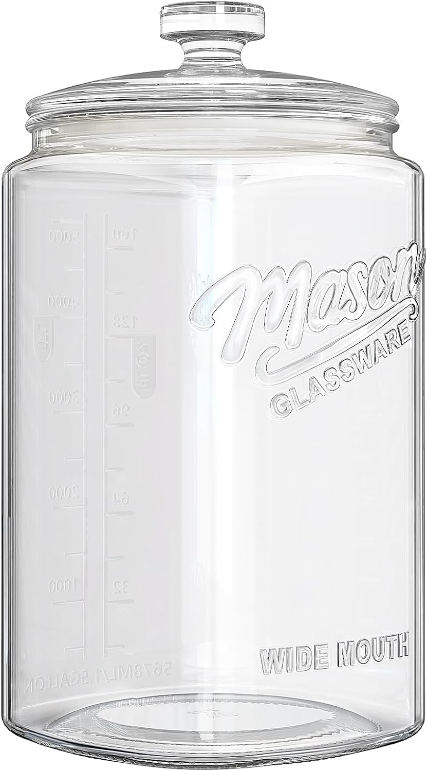 Ritayedet 1.5 Gallon Glass Cookie Jar with Airtight Lid, Large Glass Jar