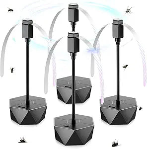 Fly Fans for Tables, Fly Repellent Fan Outdoor Indoor Keep Flies Away, Fly Repellent Fans for Tables with Holographic Blades for Picnic, Party, Restaurant, Kitchen, and BBQ, 4 Pack Black