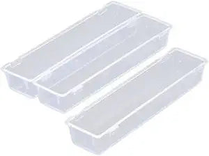 JapanBargain Japanese Connectable Drawer Organizer Trays, Set of 3, Modular Utensil & Silverware Storage Bins for Forks, Spoons, Knives, Chopsticks, Kitchen & Office Drawers, Made in Japan