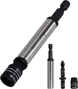 5-in-1 Reversible Magnetic Nut Driver Bit, Impact Double-Ended Flip Socket for H1/4 H5/16 H8 H10 & PH2, S2 Alloy Steel, 1/4"Hex Shank for Metal Roofing, HVAC & Sheet Metal