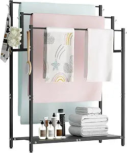Mondazie 44 Free Standing Towel Racks for Bathroom Towel Storage, Black