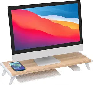 loukin Monitor Stand Riser for Desk, 22.4"  8.2" Computer Stand, Wood