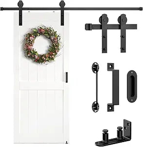 Arti-Life Sliding Barn Door Hardware Kit 6.6 FT Heavy Duty-Smoothly and Quietly- Easy to Install with Adjustable Floor Guide, Door Hook and 2 Handles - Fit 1 3/8-1 3/4" Thickness(I Shape Hanger)