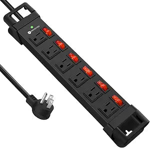 HEZI Heavy Duty Power Strip with 1200J Surge Protector,14 Gauge,Black,6FT