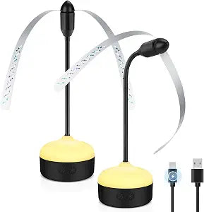 Fly Fans for Tables, 2 Pack Rechargeable Fly Repellent Fan with LED Lamp