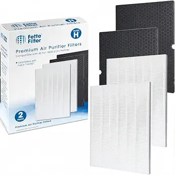 Fette Filter - 116130 Premium Filter H Compatible with Winix Filter H 116130 for Winix Model 5500-2 AM80 Air Purifier Includes 2 Filters + 2 Activated Carbon Pre-Filters