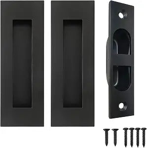 Pocket Door Handles and Edge Pull,4.72 inch Recessed Flush Finger Pulls,304 Stainless Steel Pocket Door Hardware, Black