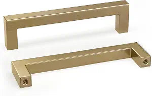 Goldenwarm 10 Pack Champagne Bronze Cabinet Pulls Gold Cabinet Handles 5 Inch Champagne Drawer Pulls Brushed Bronze Drawer Handles Kitchen Dresser Hardware T Bar Square Hardware for Dresser Bedroom