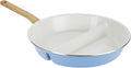 GoodCook Healthy Ceramic Titanium-Infused 12" Divided Skillet, Light Blue - Ceramic Cookware, Nonstick Cooking Pan, Divided Frying Pan Skillet for Eggs, Meats, Vegetables, Sauces, Warming Tortillas