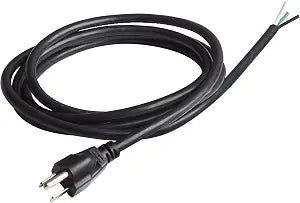 20Ft 12 Gauge 3 Prong Heavy Duty Universal AC Appliance Replacement Power Supply Cord Cable with Open End, SJT 12AWG 20Amp Conductor Wire Extension Cable, Black