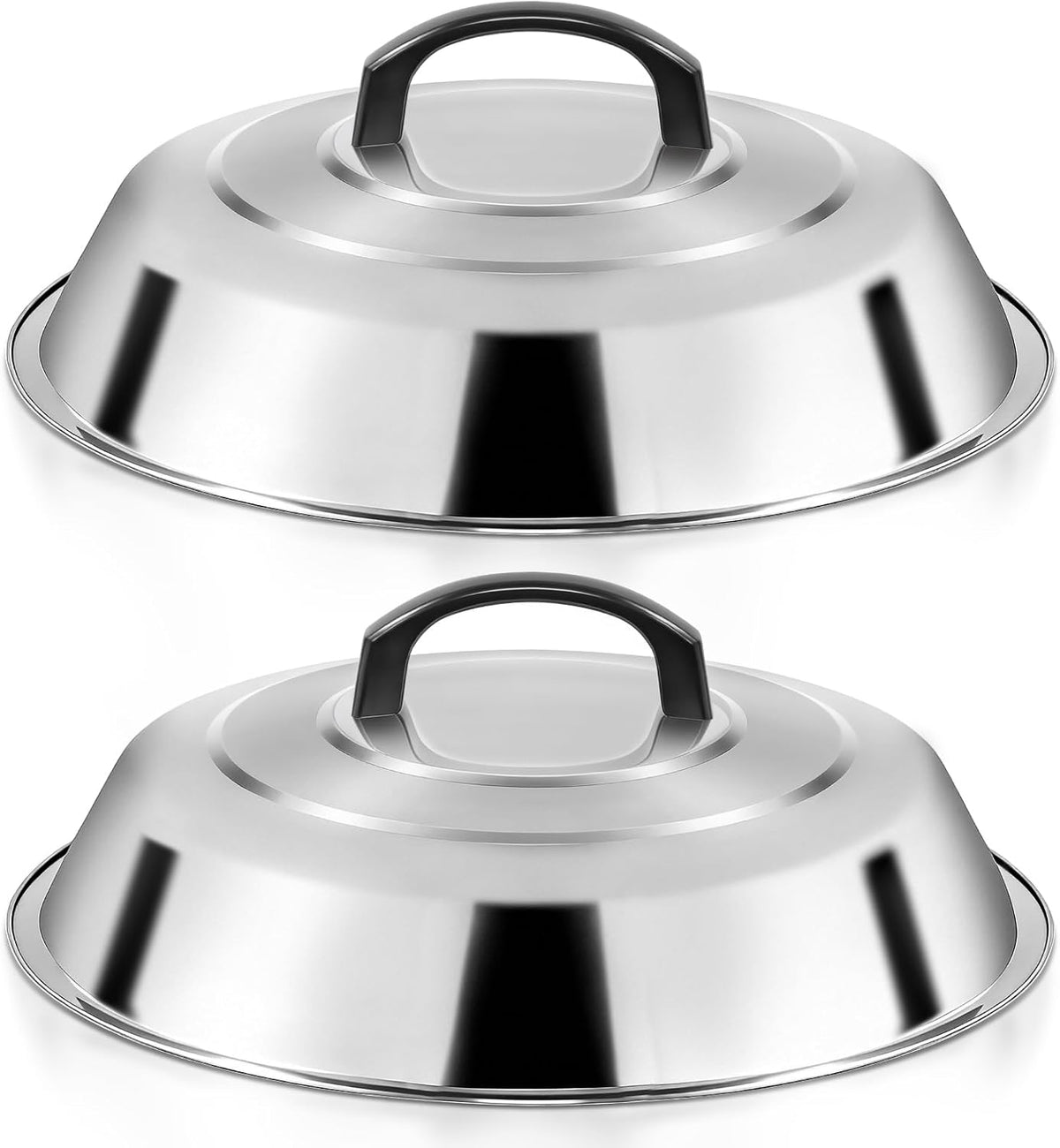 12 Inch Stainless Steel Cheese Melting Dome - 2 Pack BBQ Griddle Accessories, Basting Cover & Steaming Cover Wok Lids, Fits Blackstone Camp Chef Flat Top Griddle, Indoor Outdoor Use