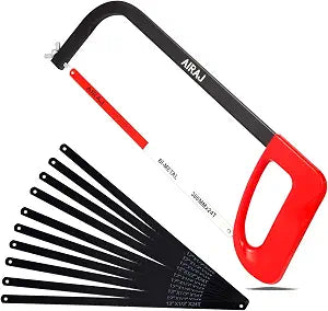 AIRAJ 12 Inch High-Tension Hacksaw for Metal, 10 Spare Hack Saw Blade