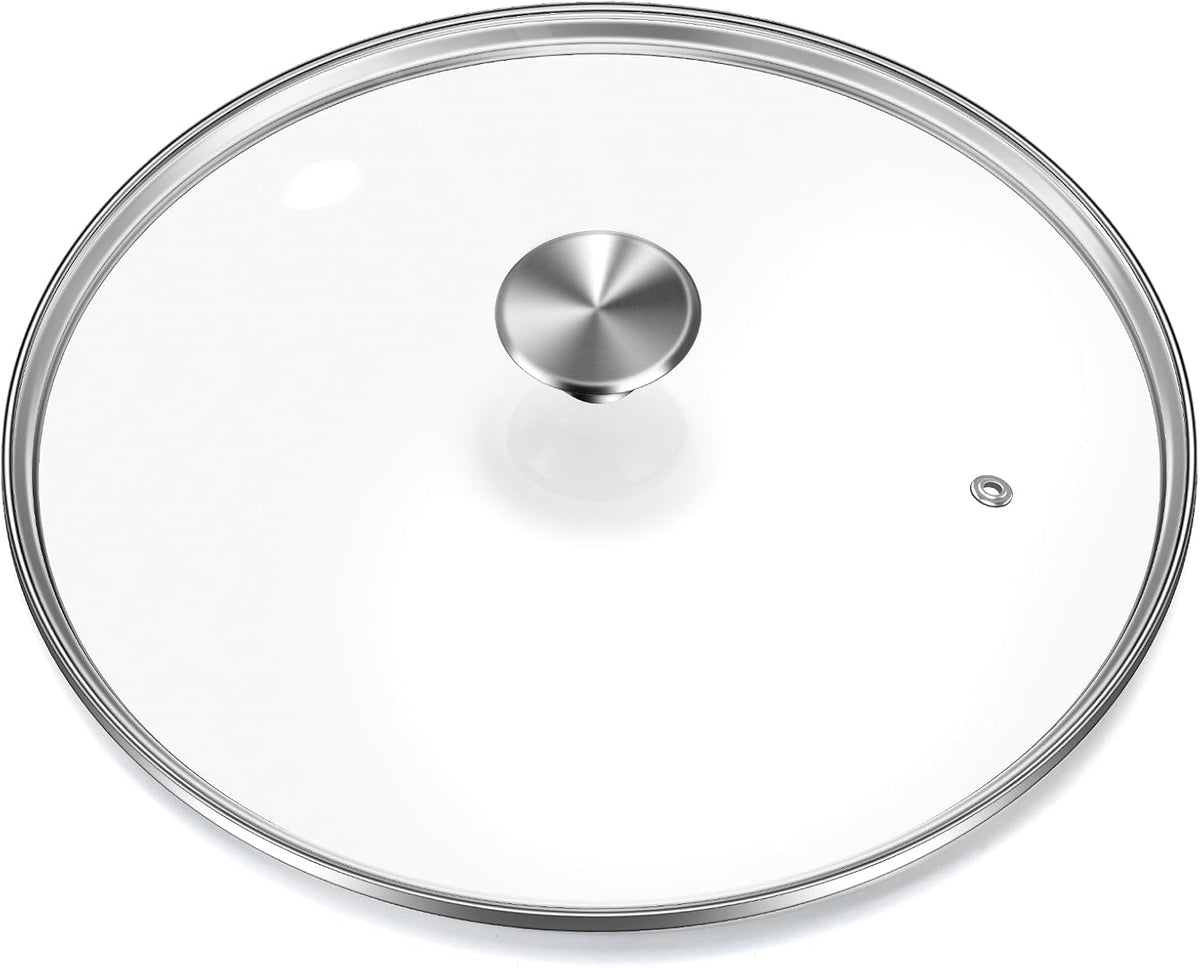 13" Glass Lid - Versatile Round Tempered Glass Replacement for 13 inch Frying Pans, Pots, Skillets, Dutch Ovens - Dishwasher Safe and Oven Safe up to 400- Stainless Steel Knob