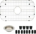 Kitchen Sink Grid 26-1/8"x14-1/4 - Heavy Duty Kitchen Sink Protector with Built-in Strainer & Center Drain, Non-Slip Rubber Feet & Scratch Resistant Bottom Guard