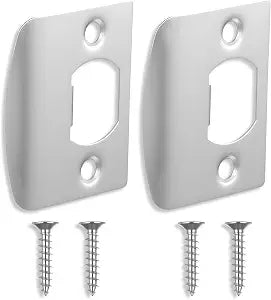 2 Pack Universal Door Strike Plate with Screws, 2-1/4 Inch x 1-7/16 Inch, Round Corner Strike Plates for Interior Doors Door Latch Plate