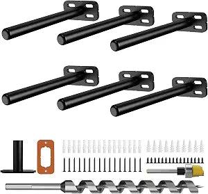6pcs Wall Shelf Brackets Heavy Duty Floating Shelf Bracket Hidden,Invisible Black Shelving Brackets Decorative Floating Shelf Hardware Heavy Duty,Metal Shelf Support Bracket(6"-6pcs)