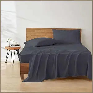 Luxury 4 Piece 3/4 Full Bunk Sheet Set, Ultra Soft Microfiber Sheets with Deep Pockets, Fits Mattresses up to 15 Inches, 42" x 80", Dark Grey Solid