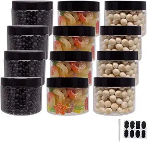 zmybcpack 12 Pack 12 oz Plastic Jars With Lids, Wide Opening Storage jar