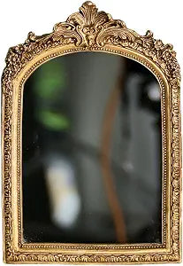 TenFuju 11 x 9.5 Small Gold Vintage Wall Mirror, Antique Gold Resin Baroque, Decorative Hanging & Tabletop