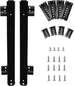 KINJOEK 2 PCS 14 Inch Under Desk Keyboard Tray Rails Slides, Adjustable Height Heavy Duty Ball Bearing Keyboard Mount Track, Black