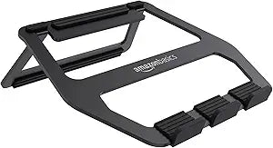 Amazon Basics Aluminum Portable Foldable Laptop Stand with Ventilated Cooling, Anti-Slip Design, Travel-Friendly, for Laptops up to 13", Black