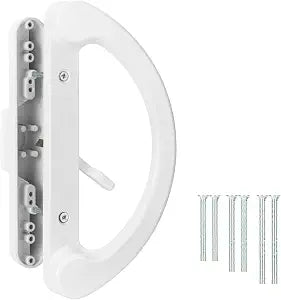 Sliding Patio Door Handle Pull Set, White Diecast Non-Keyed Gate Handle Set for Mortise Lock Style Glass Door, Replacement Handle for Sliding Glass Door Fits 3-15/16 Hole Spacing