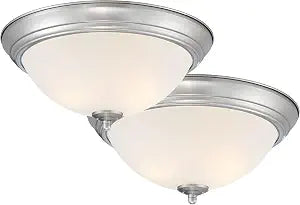 Designers Fountain Flush Mount Ceiling Light, 11 Inch Frosted Glass Lighting Fixture for Kitchen, Bedroom, Bathroom, and Hallway, LED Bulbs Not Included, Brushed Nickel