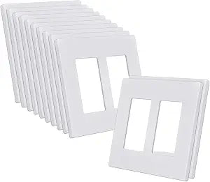 CML 2-Gang Decorator Screwless Wall Plates, 12 Pack Child Safe Switch Plate Covers, Double Receptacle Outlet Cover, Standard Size 4.68X 4.72, Impact Resistant, Glossy White