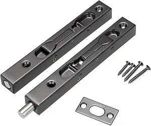 Sumnacon 2 Pcs Door Flush Bolts 6 Inch Flush Bolt for Double Door,Black