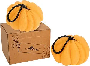 myHomeBody Loofah Bath Sponges, Shower Loofah- Pumpkin, 2 Pack