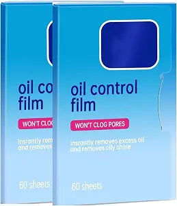 2 Packs Oil Blotting Papers for Face (120 Sheets) - Oil Absorbing Blotting Sheets for Oily Skin, Makeup-Friendly & Portable Oil Wipes