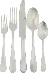 Martha Stewart Alness 20 Piece Mirror Polish Flatware Silverware Set - Stainless Steel Utensils - Forks, Spoons, Knives