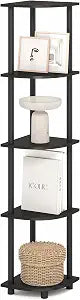 Furinno Turn-N-Tube Corner Shelf, 5-Tier Corner Bookshelf, Open Storage Shelves, for Organization and Storage, Living Room, Home Office, Garage, Bedroom, Black Espresso