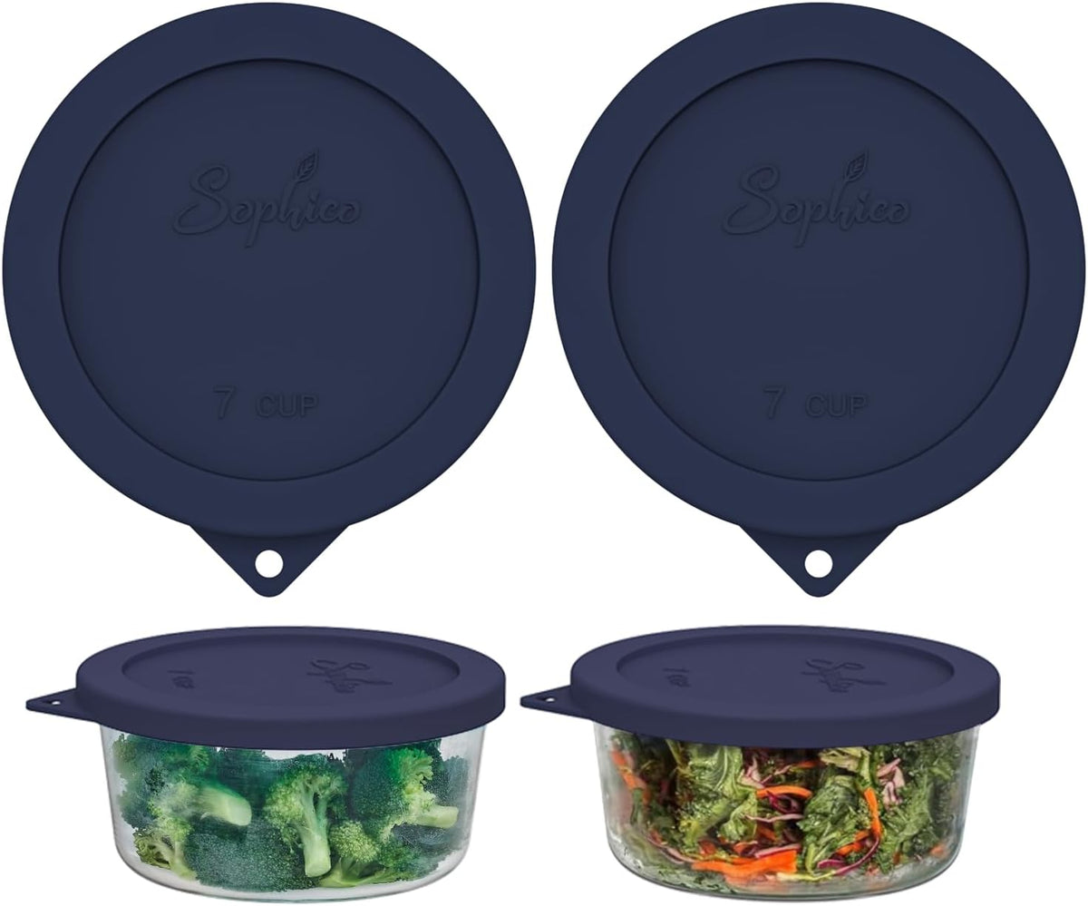SOPHICO 7Cup Round Silicone Lid Replacement for Pyrex&AnchorHocking 7402-PC