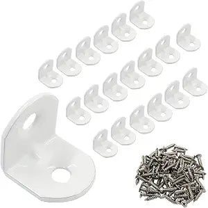 90 Degree Iron L Bracket White, 19 x 19 x 1.5 mm, 20Pcs