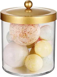 SheeChung 50 Oz Large Plastic Clear Apothecary Jar with Gold Rust-Proof Lid