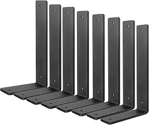 Floating Shelf Bracket 10 Inch, 8 Pack Heavy Duty Shelf Brackets, Black Wall Shelf Bracket for DIY Decorative with Mounting Hardware