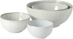 Gibson Elite Sandy Pines 4 Piece Nesting Bowl Set, 4, 5.5, 7 & 9 Round Stoneware Bowls, Reactive Glaze Finish, Taupe, Mixing, Prep & Serving Bowls, Microwave & Dishwasher Safe