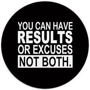 Black Inspirational Mouse Pad, You Can Have Results or Excuses Not Both Motivational Mousepads for Wireless Mouse Computers Laptop Home Office Supplies Desk Accessories,7.9x7.9 Inch