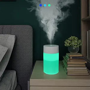 Mini Humidifier, USB Power Supply, Suitable for Study Room, Bedroom, Baby Room, Office, Car, With 7 Color LED, Air Humidifier, Can Be Used for Facial Moisturizing (Black)
