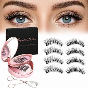 Pink Magnetic Eyelashes With Applicator, 4 Pairs, Glue-Free