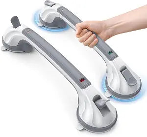 Roylvan Grab Bars for Bathtubs and Showers, 16.8 Inch Non-Slip Suction Grab Bar for Elderly Seniors, No Drilling Removable Shower Handle, Safety Handrail for Bathroom Bathtub Toilet, 2 Pack