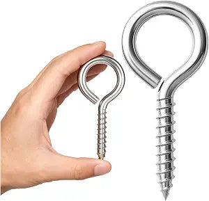 4PCS 4 Inch Size 304 Stainless Steel Eye Screws - M8 Heavy Duty Eye Hooks