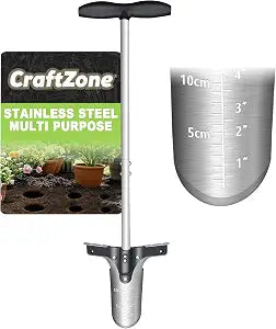 LongHandle Bulb Planter with Foot Pedal, HighCarbon Steel Garden Dibber