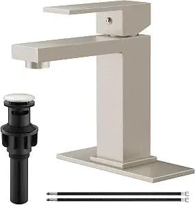 Brushed Nickel Bathroom Faucet,Single Handle Single Hole Vanity Sink Faucet
